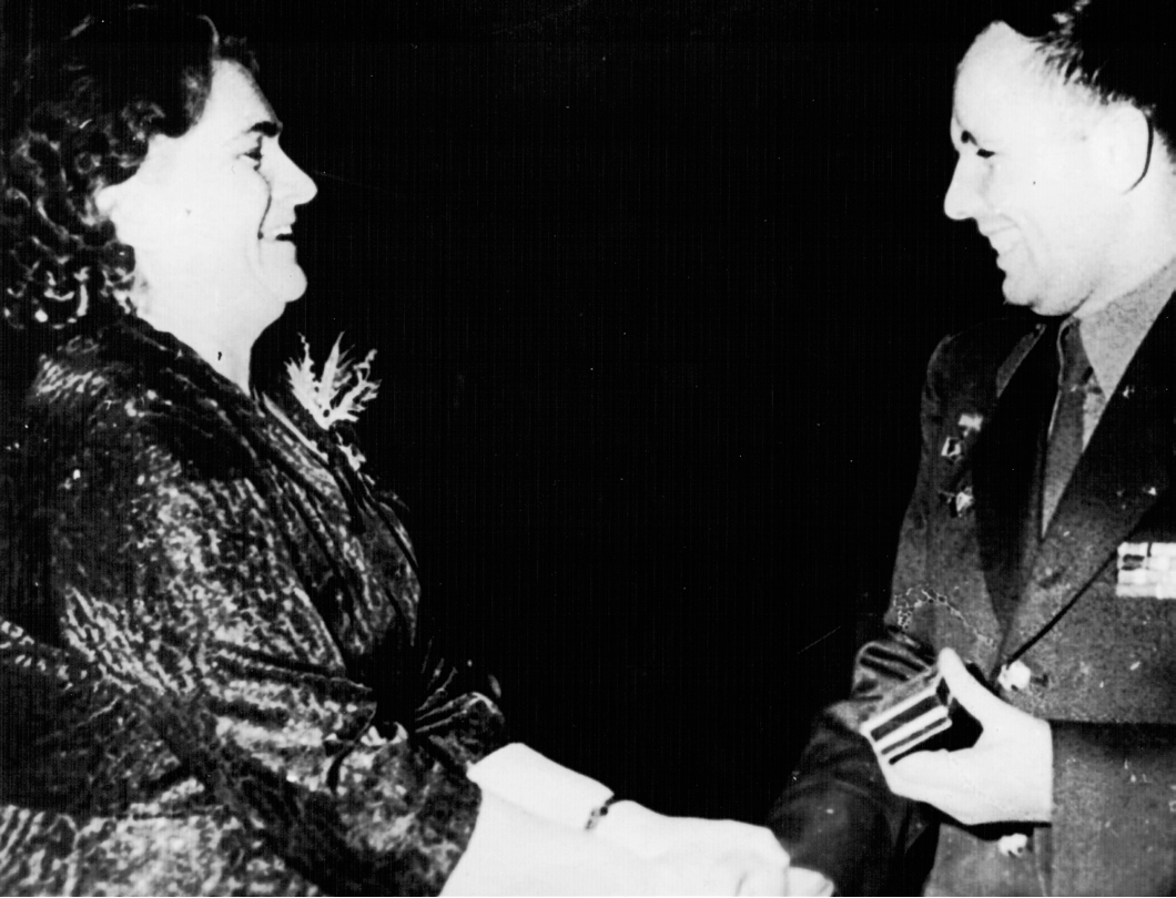A handshake at a ceremony